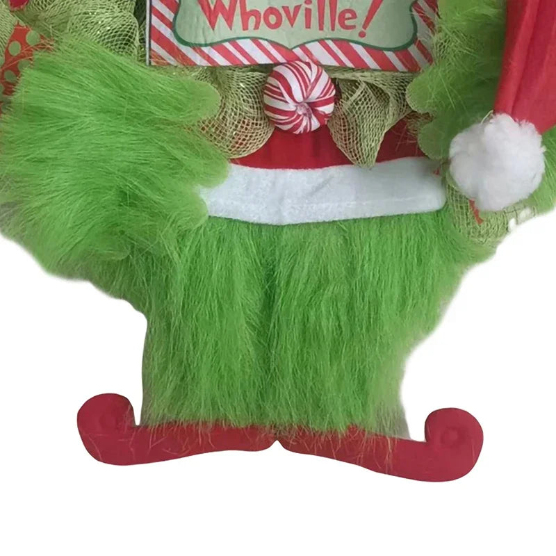 Grinch plush Leg  Door Hanging Wreath