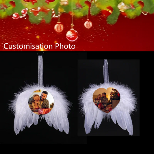 Personalised Christmas gift feather angel wings ornament