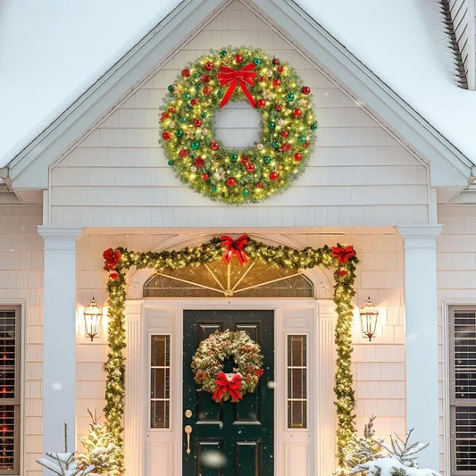 Artificial Christmas Wreath with 300 LED Lights (30, 48 or 60 Inches)