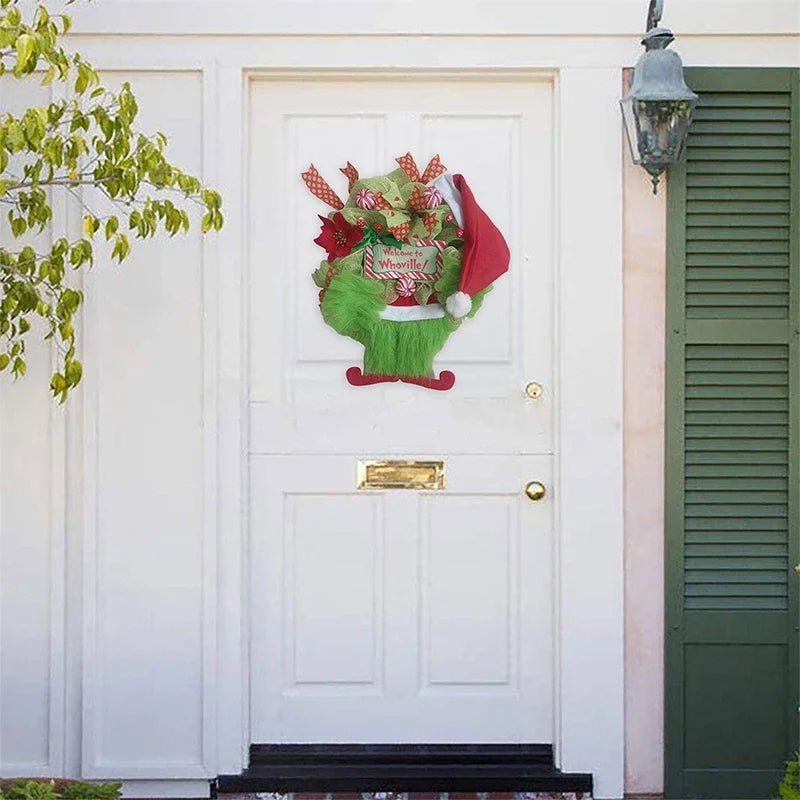 Grinch plush Leg  Door Hanging Wreath