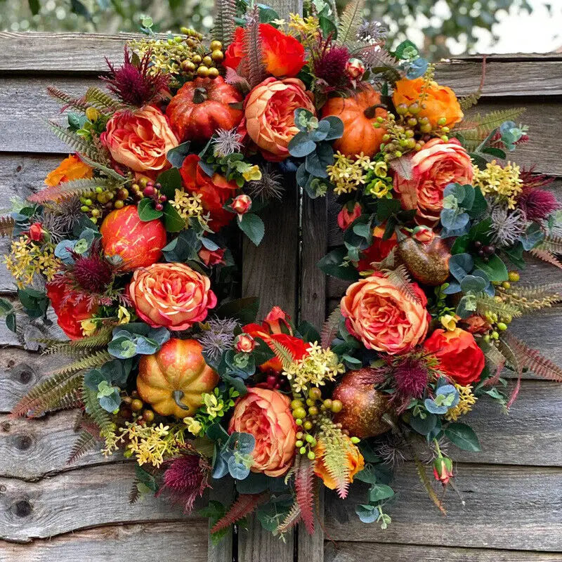 Peony Pumpkin Fall Wreath