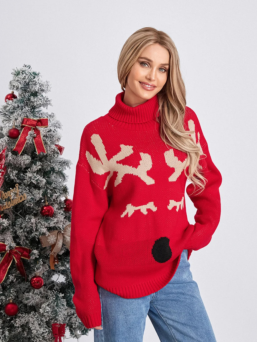 Santa Reindeer Ugly Pullover Knit Sweater