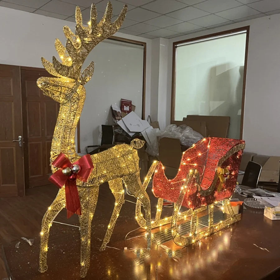 3 Piece Lighted Reindeer Family Set  with Sleigh or without