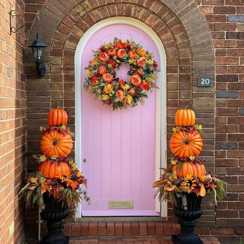 Peony Pumpkin Fall Wreath