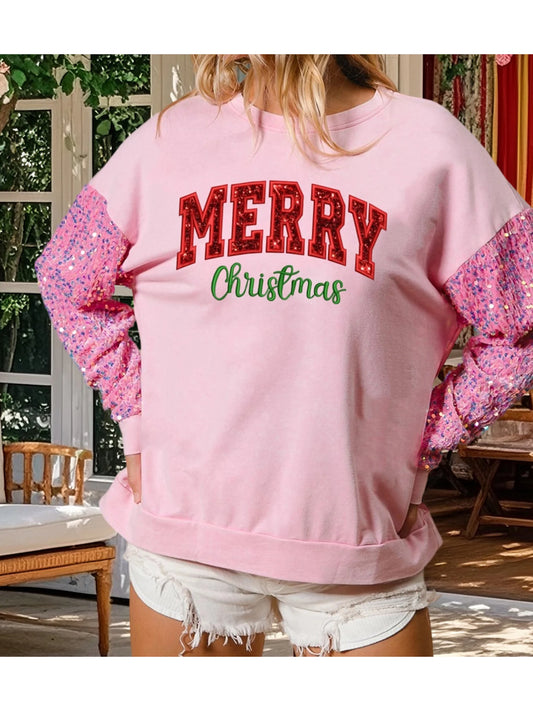 Sequins and Embroidery Pullover Sweatshirt