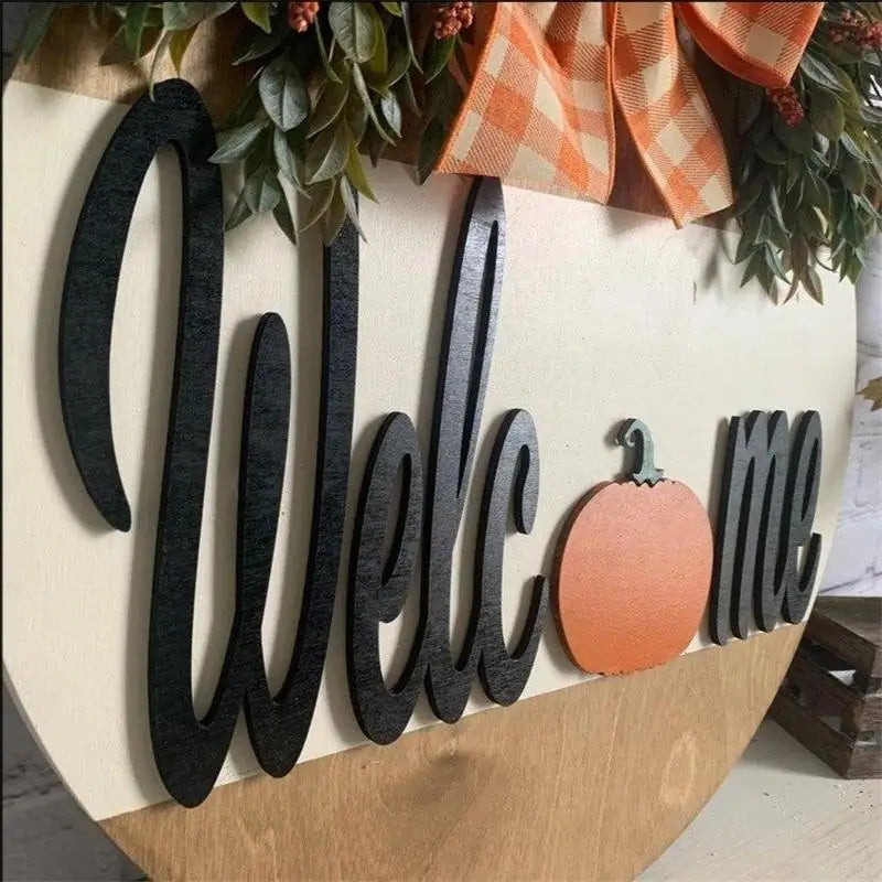 Wooden Pumpkin Fall Wreath