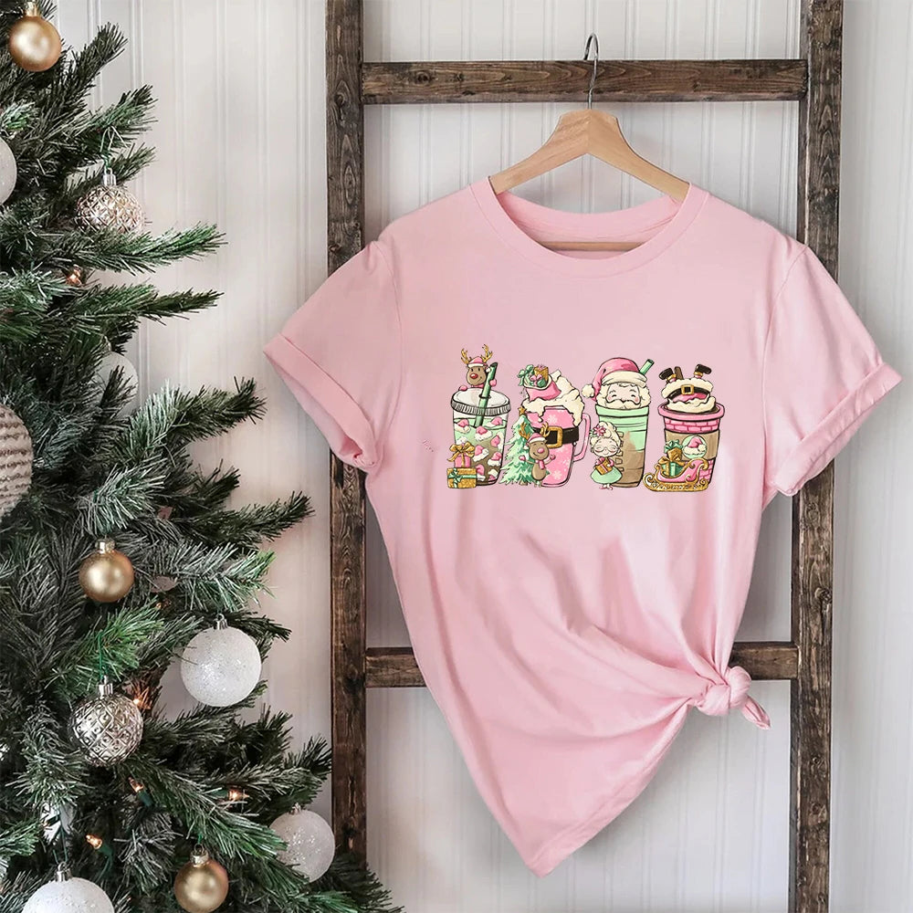 Retro Pink Santa Christmas T-Shirt