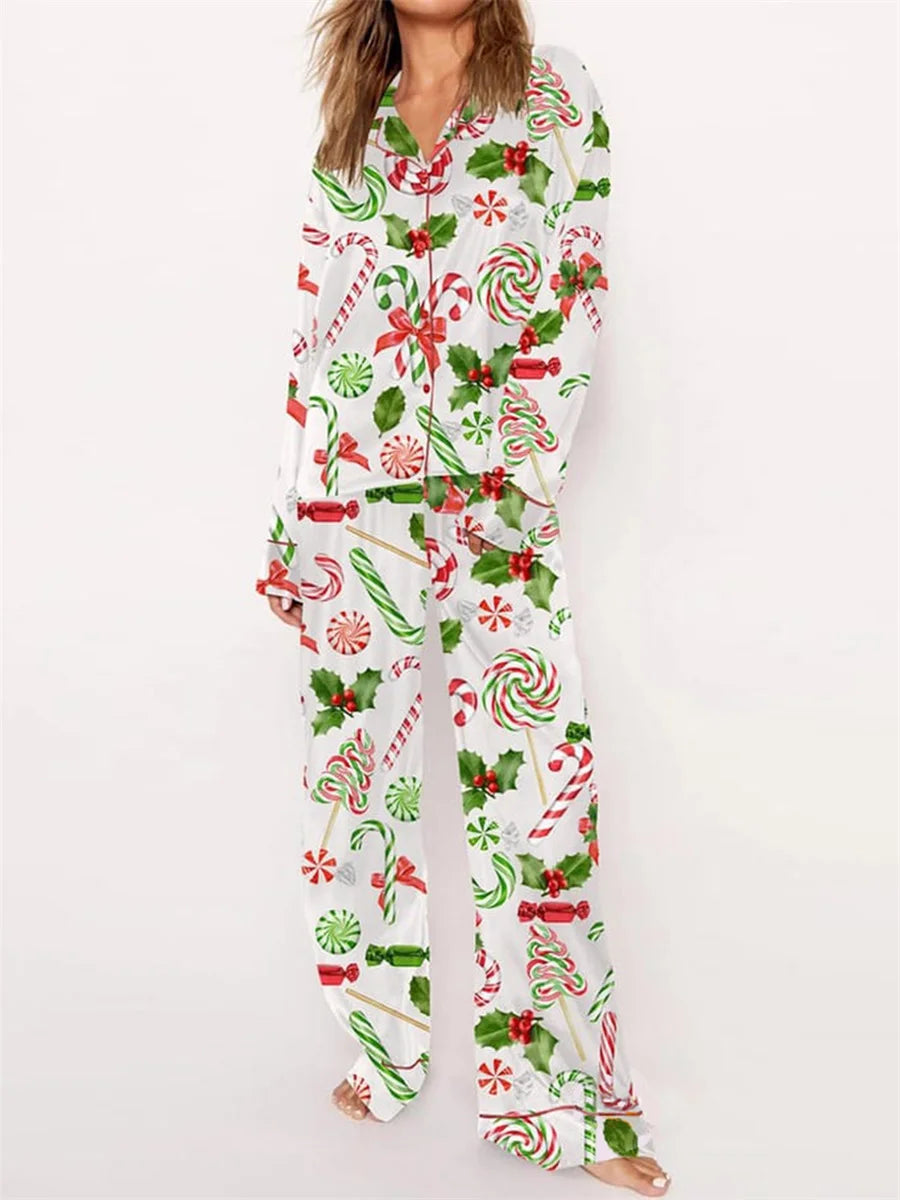 Candy Cane Christmas Long Sleeve Pajama Set