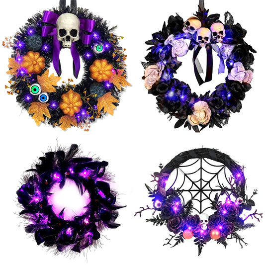 Purple Halloween Wreath (with LED lights)