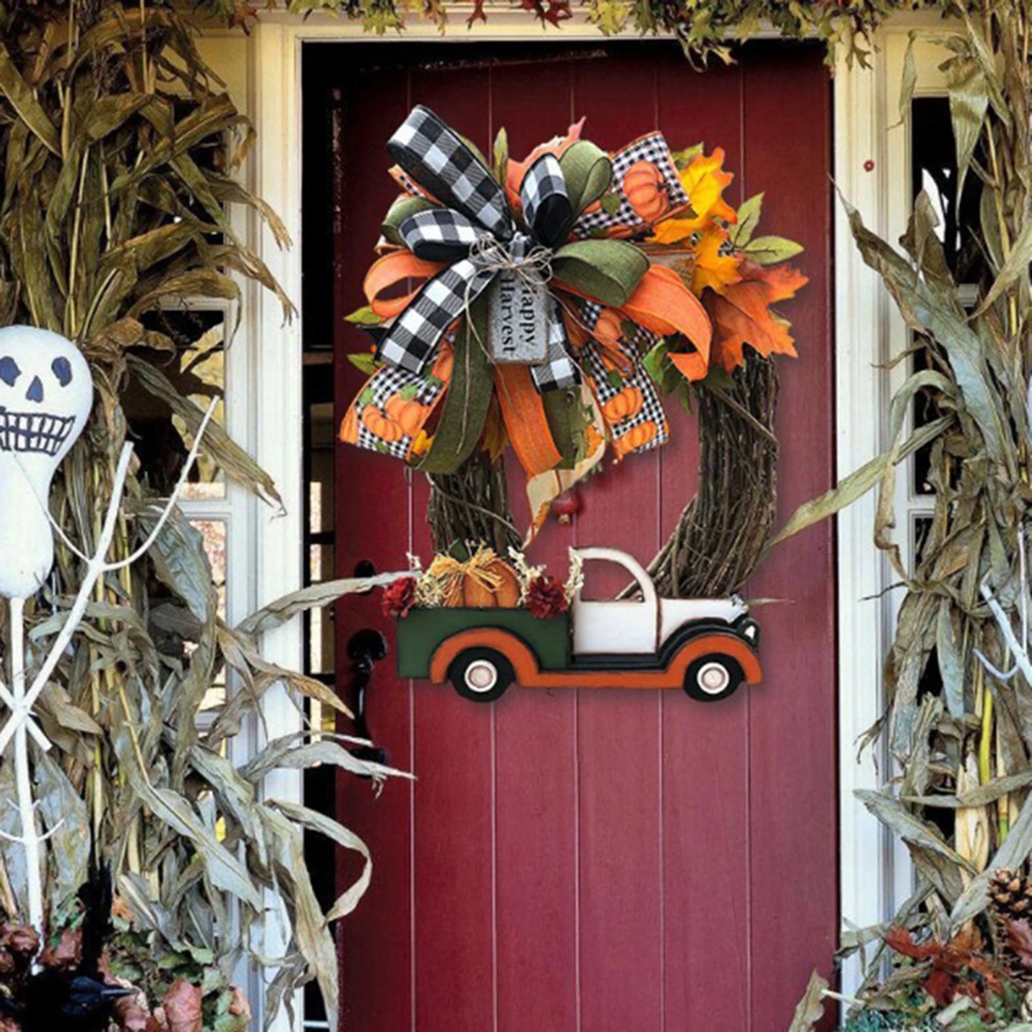 Fall Farmhouse Pumpkin Truck Wreath