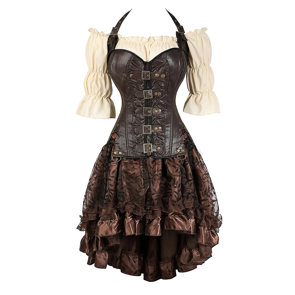 Steampunk Corset Dress Pirate Costume for Women
