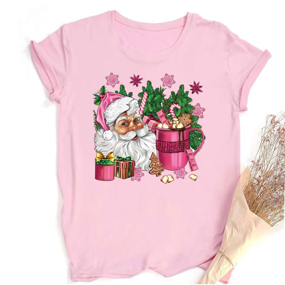 Retro Pink Santa Christmas T-Shirt