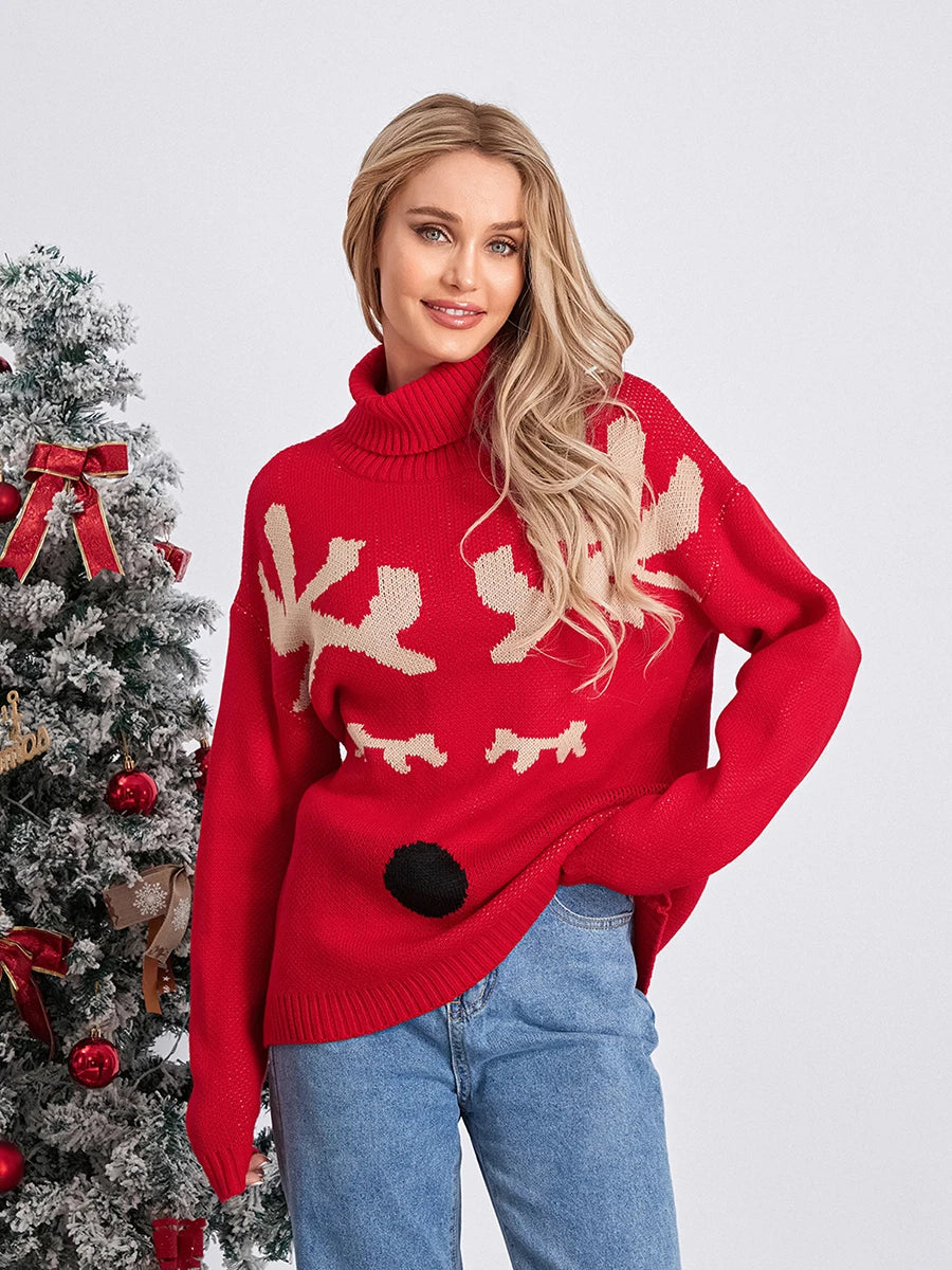 Santa Reindeer Ugly Pullover Knit Sweater