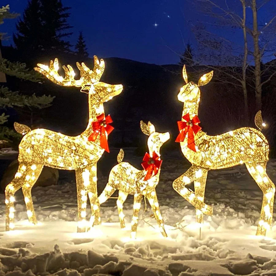 3 Piece Lighted Reindeer Family Set  with Sleigh or without