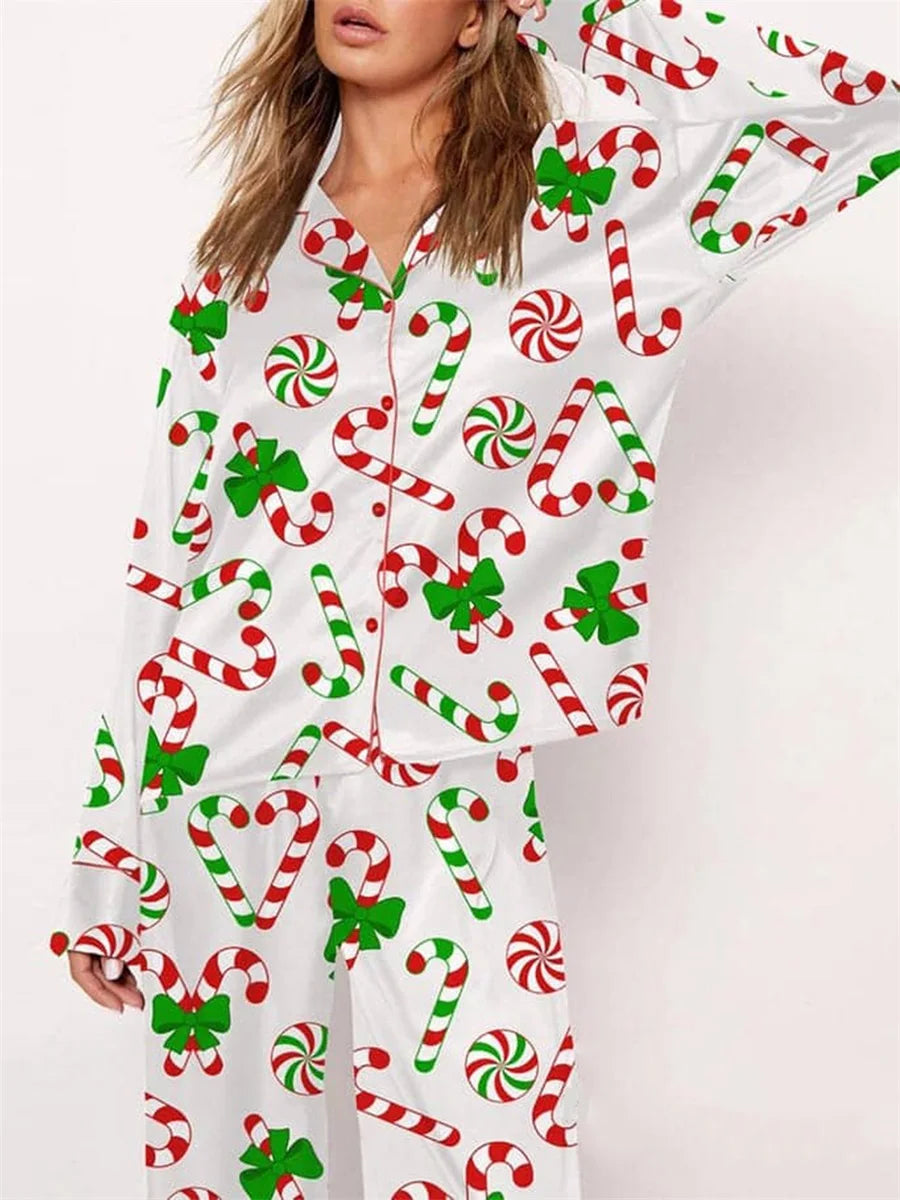 Candy Cane Christmas Long Sleeve Pajama Set