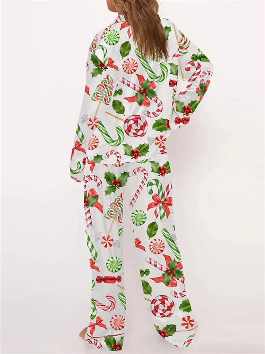 Candy Cane Christmas Long Sleeve Pajama Set