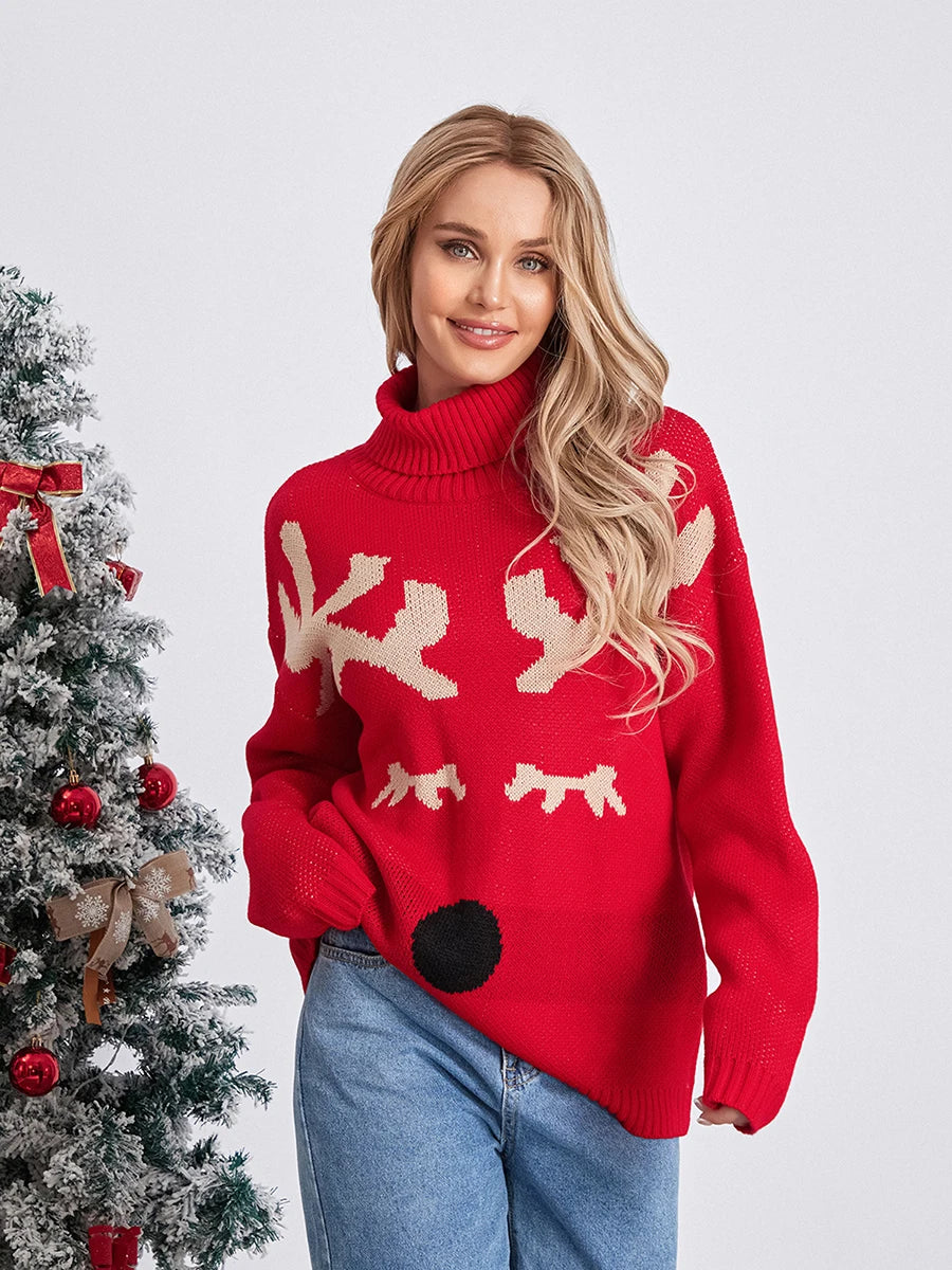 Santa Reindeer Ugly Pullover Knit Sweater