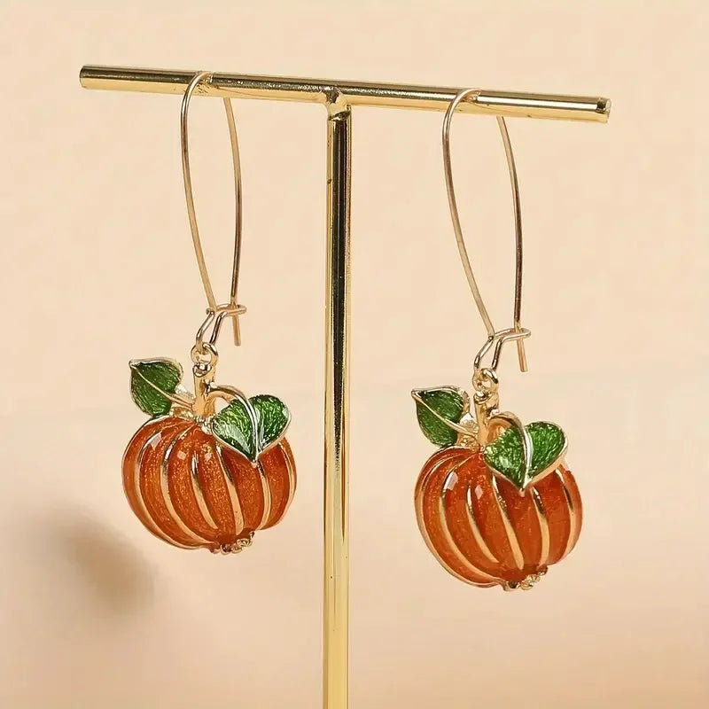 Long Pumpkin Earrings (1 pair)