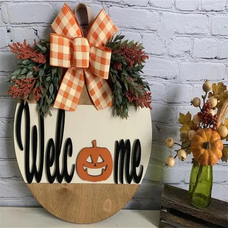 Wooden Pumpkin Fall Wreath