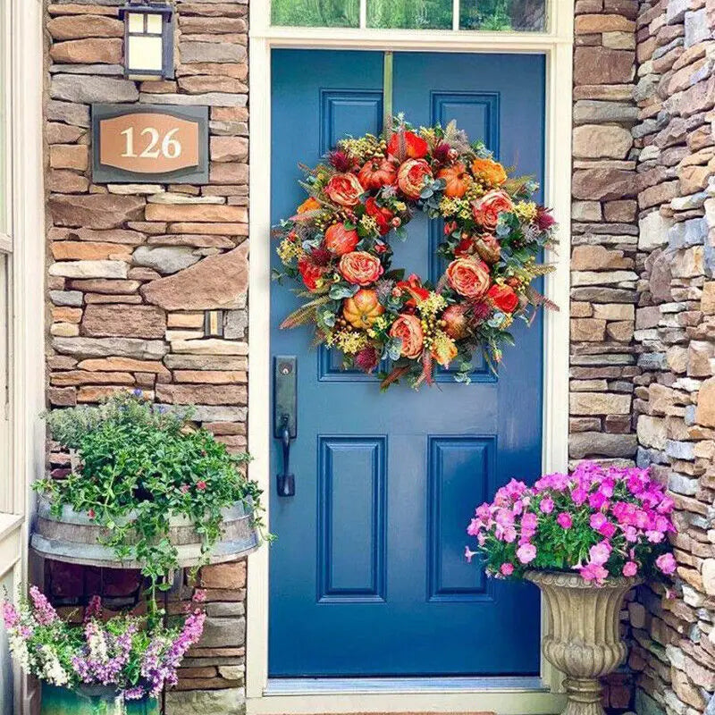 Peony Pumpkin Fall Wreath