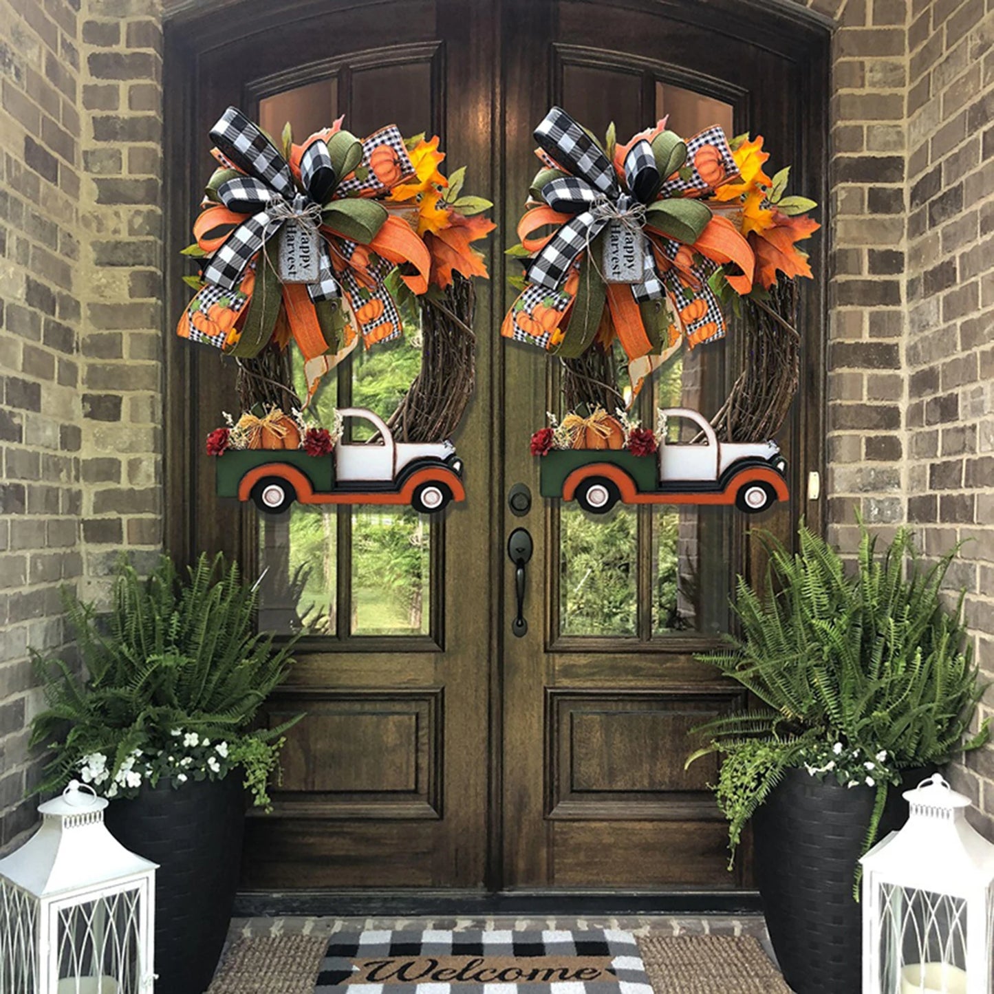 Fall Farmhouse Pumpkin Truck Wreath