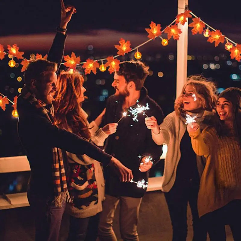 Autumn Maple Leaves & Pumpkin Garland LED Fairy String Light