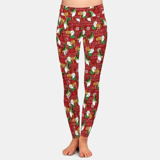 Christmas Gnome Print Leggings High Waisted