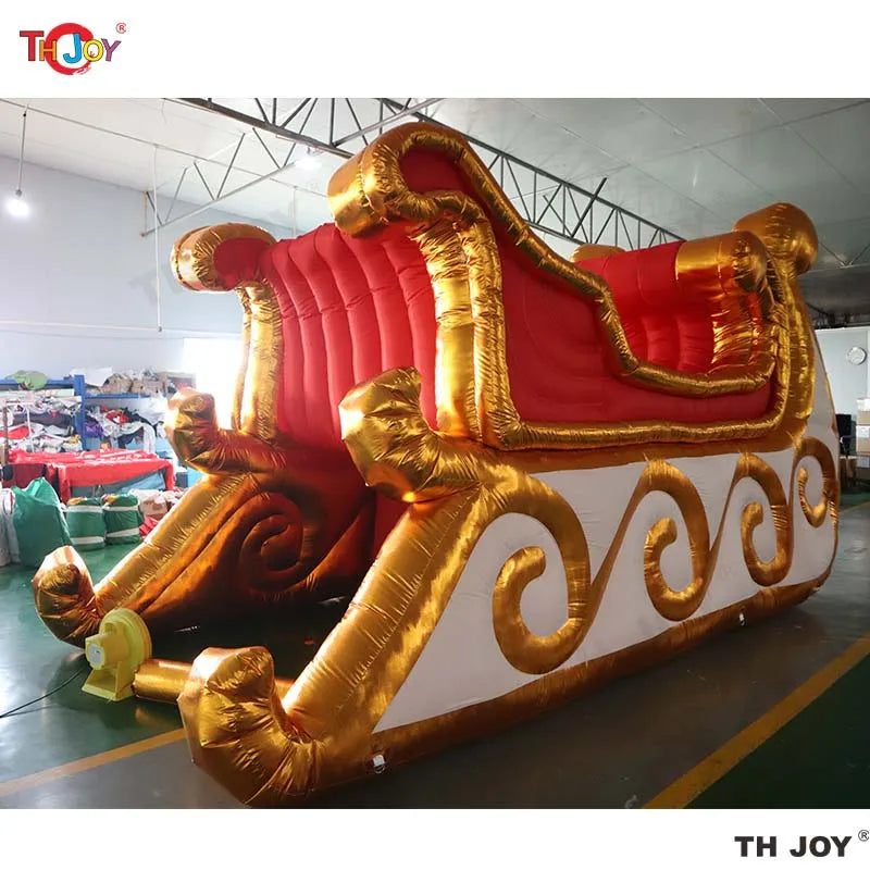 Fantastic Golden Large Christmas Inflatable Santa Sleigh