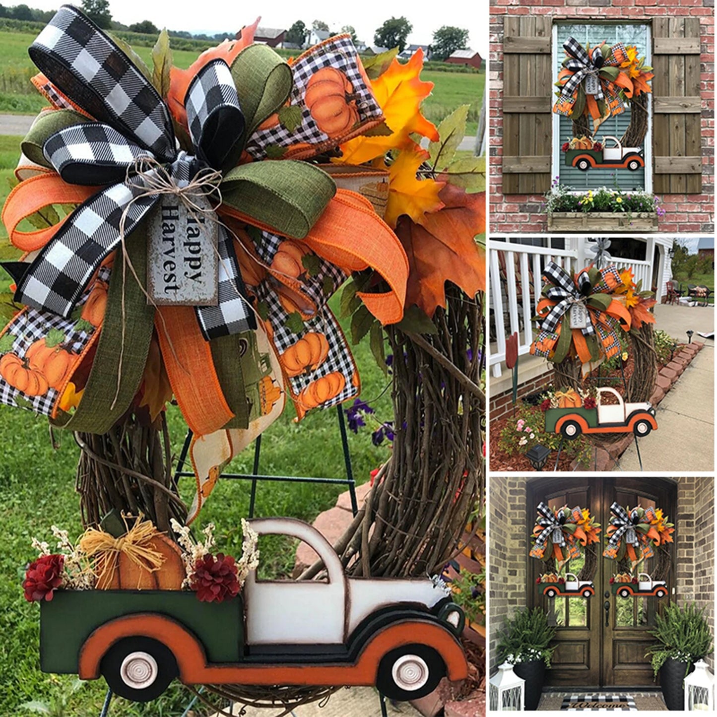 Fall Farmhouse Pumpkin Truck Wreath