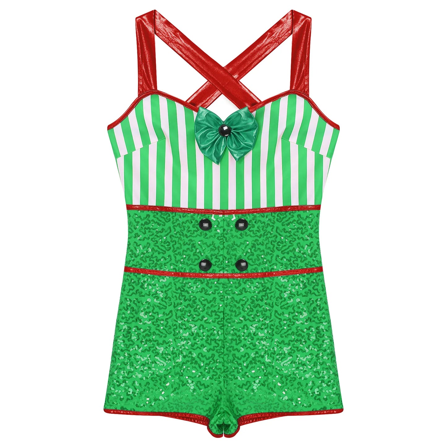 Christmas Candy Cane Stripe Sequin Leotard