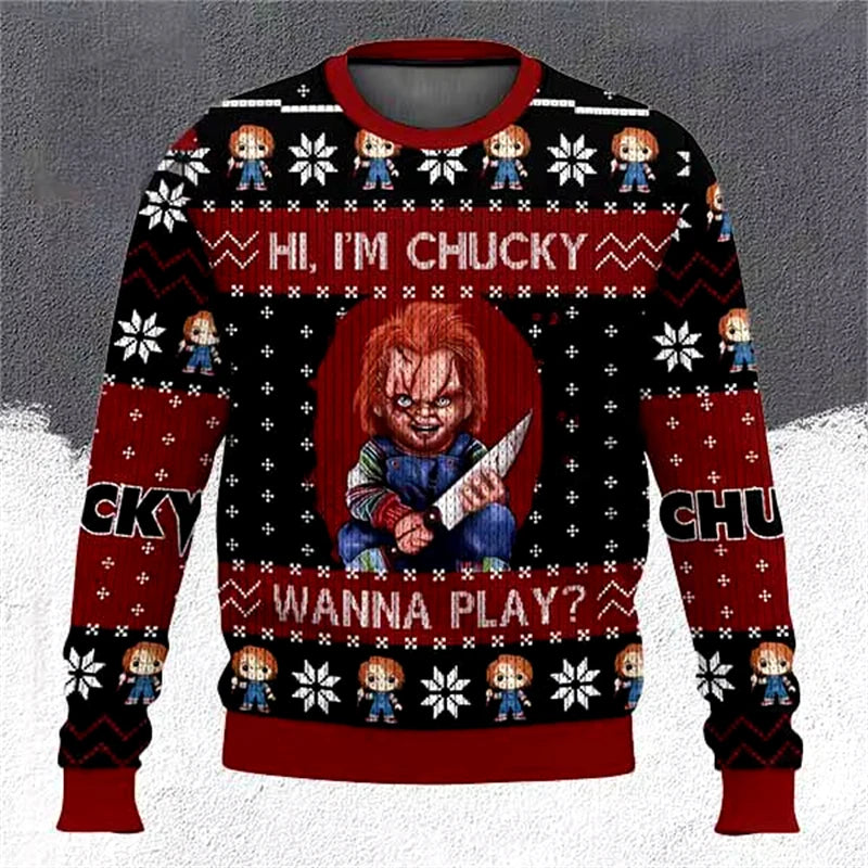 Fashion Chucky Graphic Ugly Christmas Sweater
