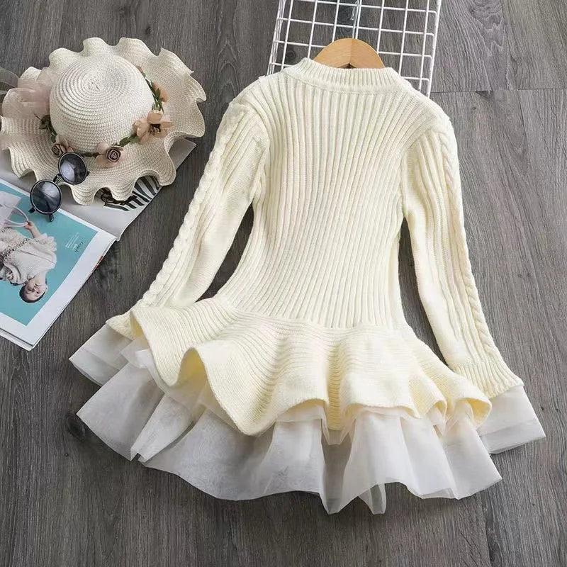 Long Sleeve Girls Winter  Knitted Sweater Dress