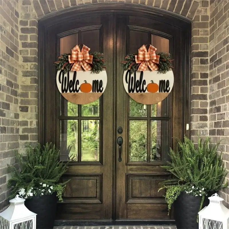 Wooden Pumpkin Fall Wreath