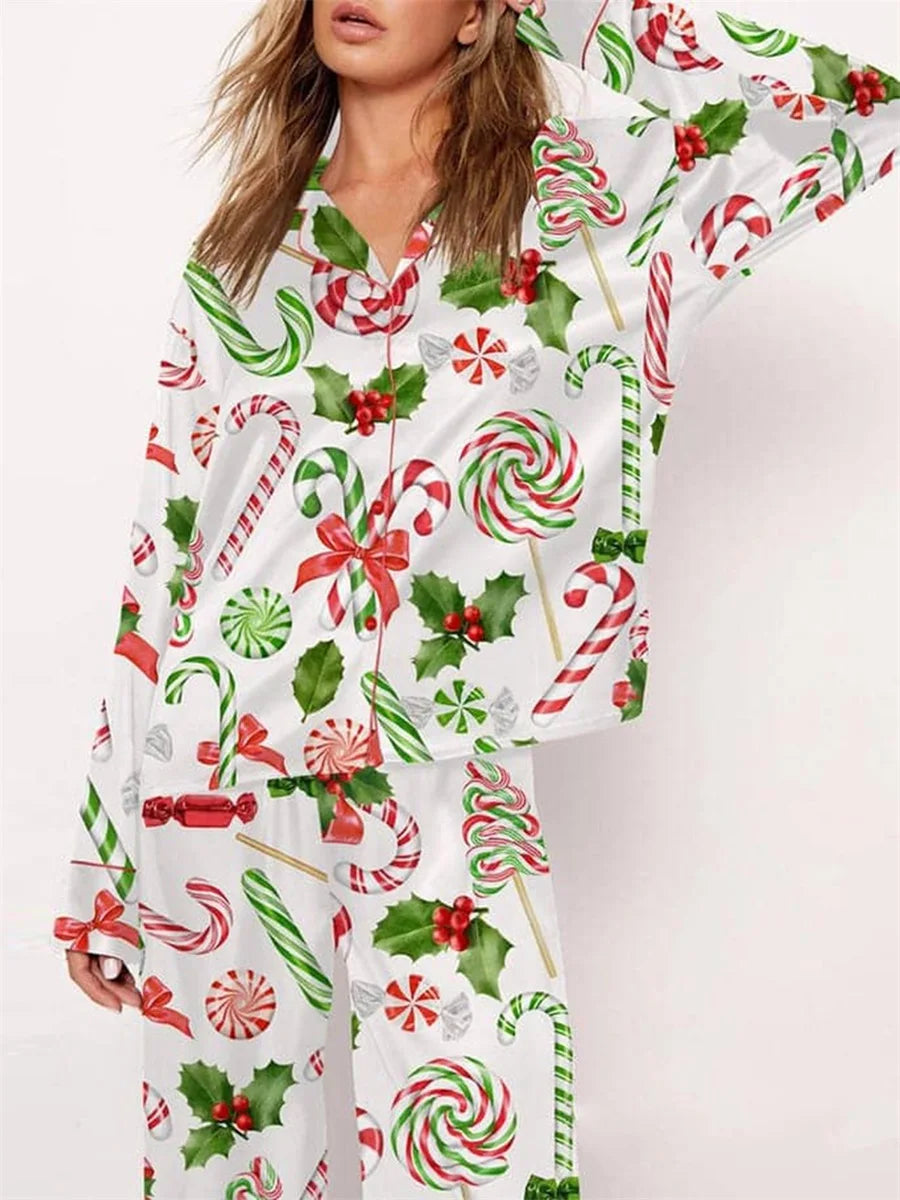 Candy Cane Christmas Long Sleeve Pajama Set