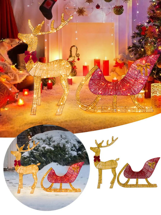 Gold Reindeer and Red Sleigh