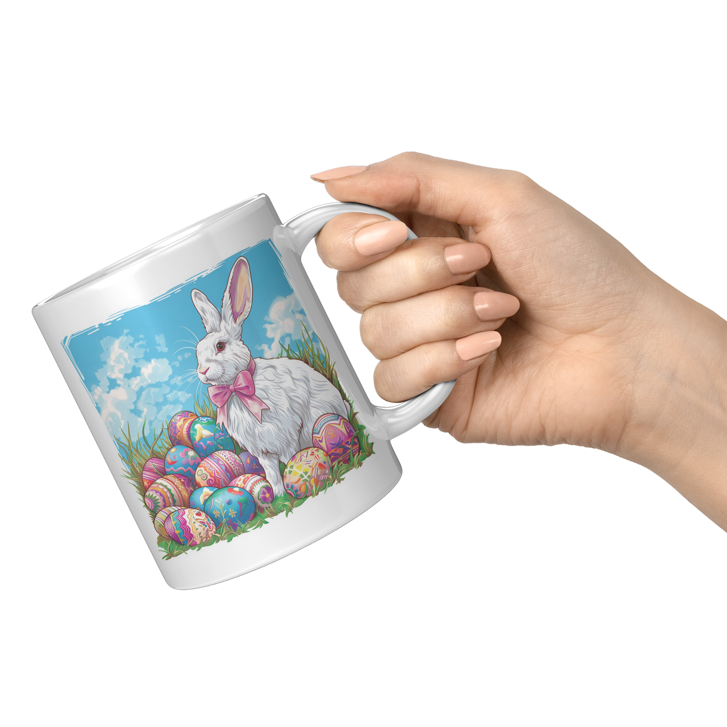 Snow_White_Rabbit_with_Pink_Bow_Mug_Whi_11oz_White_RH_Model_Mockup.png