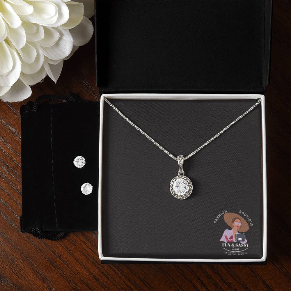 Luxury Eternal Hope Necklace and Cubic Zirconia Earring Set