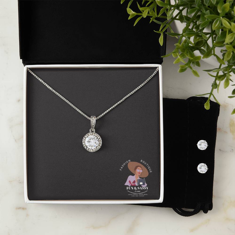 Luxury Eternal Hope Necklace and Cubic Zirconia Earring Set