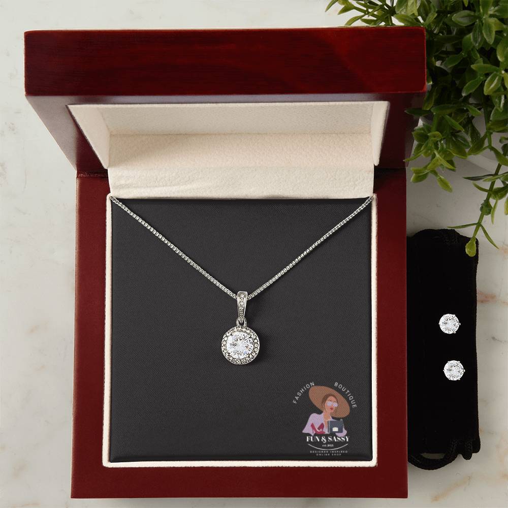 Luxury Eternal Hope Necklace and Cubic Zirconia Earring Set