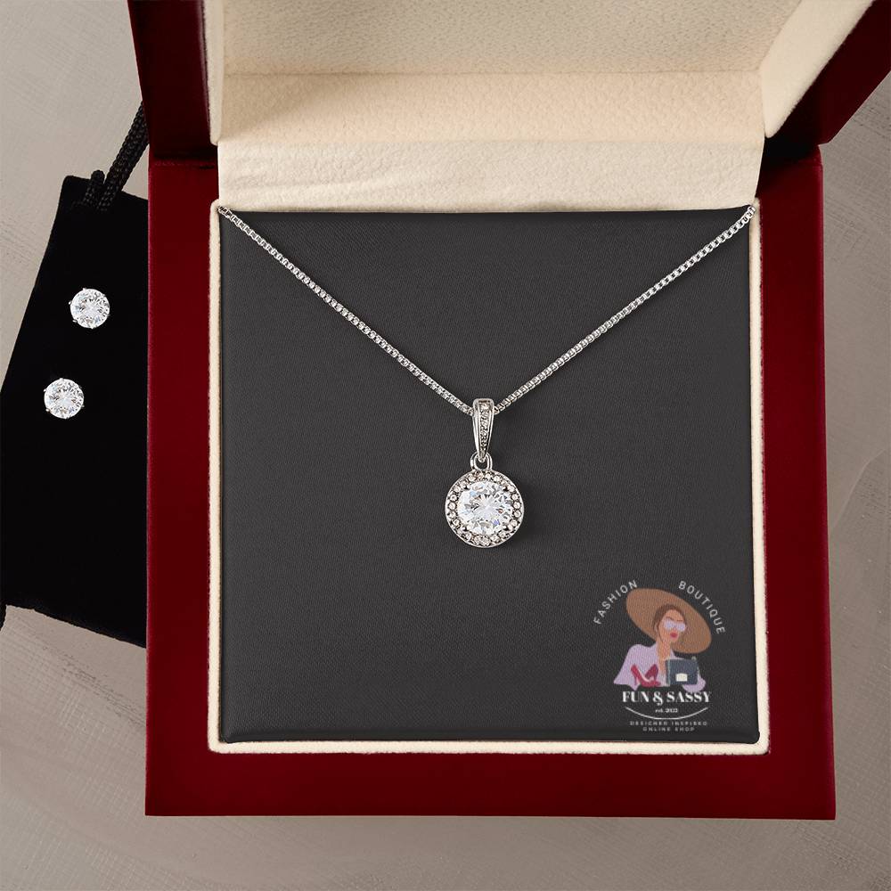 Luxury Eternal Hope Necklace and Cubic Zirconia Earring Set