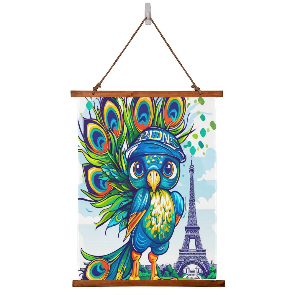 Milton the Peacock goes to the Olympics in Paris Tapestry