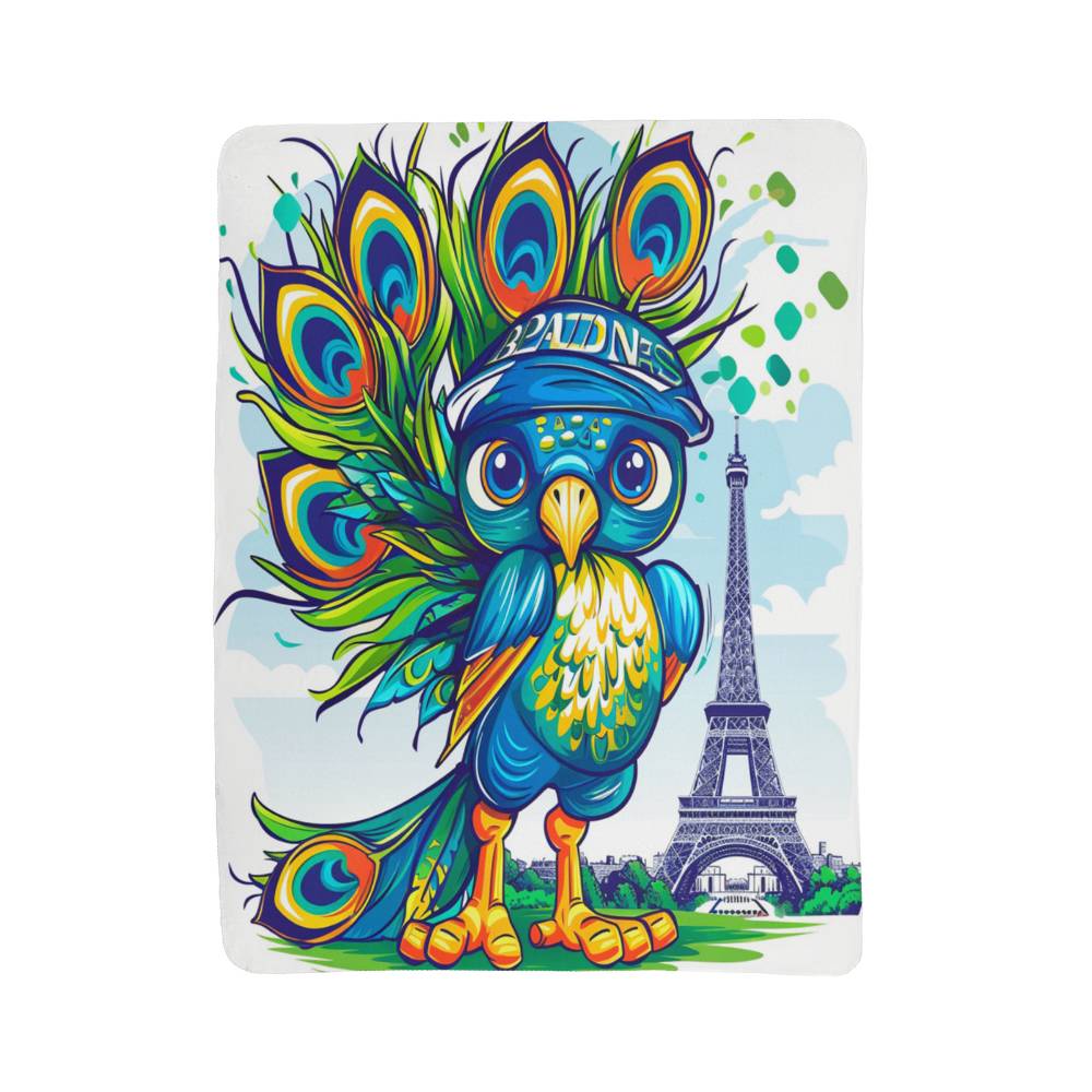 Milton the Peacock goes to the Olympics in Paris Sherpa Blanket