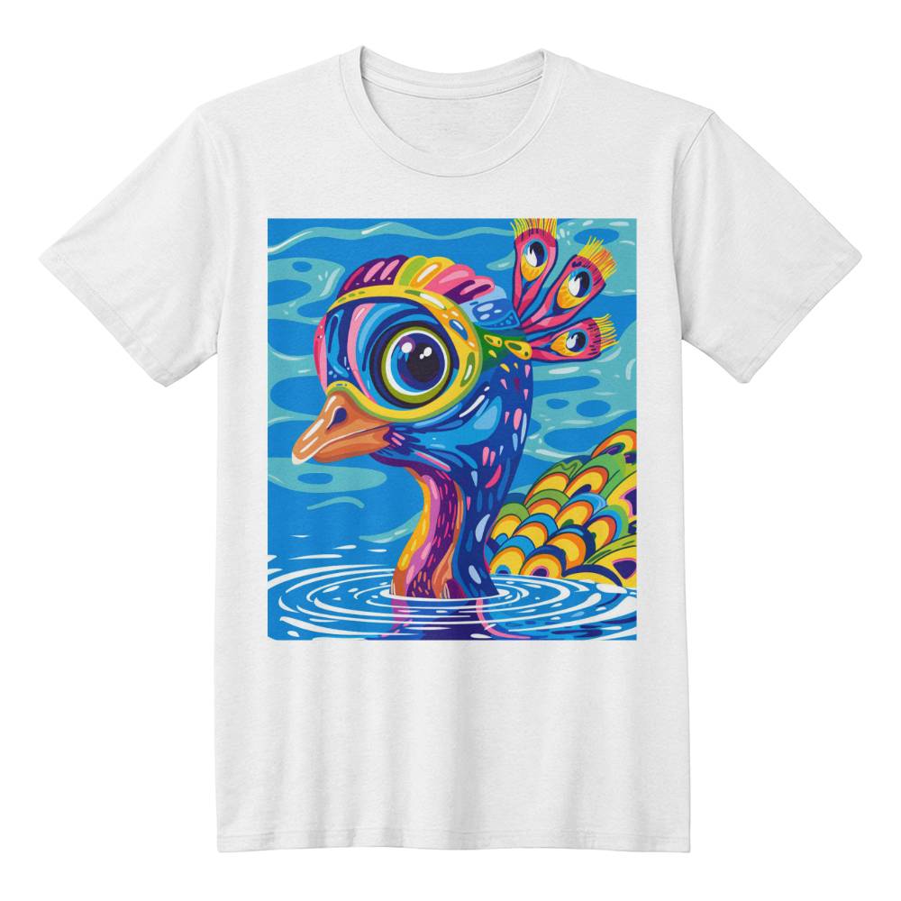 Milton the Peacock Swims Adult T-Shirt