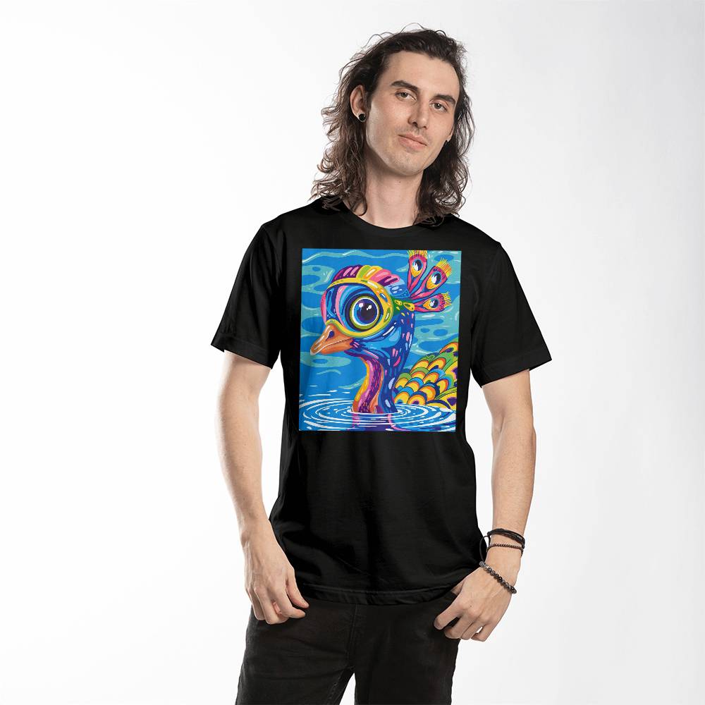 Milton the Peacock Swims Adult T-Shirt