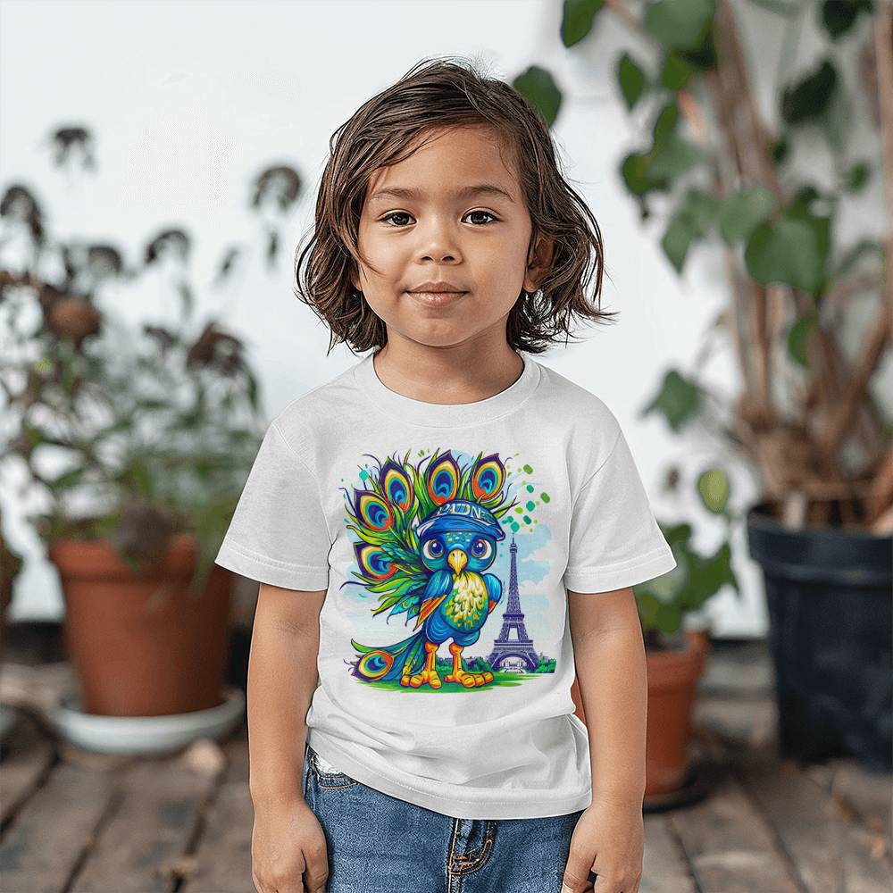 Milton the Peacock goes to the Olympics in Paris Toddler Tee