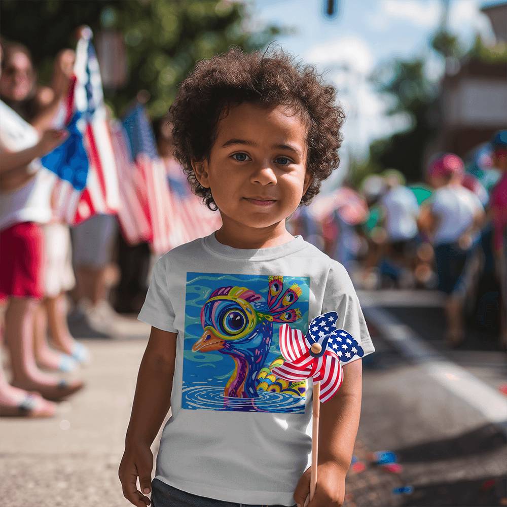 Milton the Peacock Swims Toddler Tee