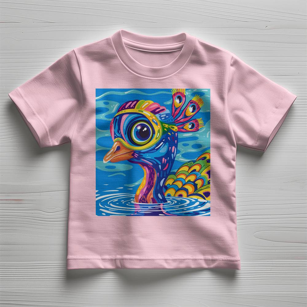 Milton the Peacock Swims Toddler Tee