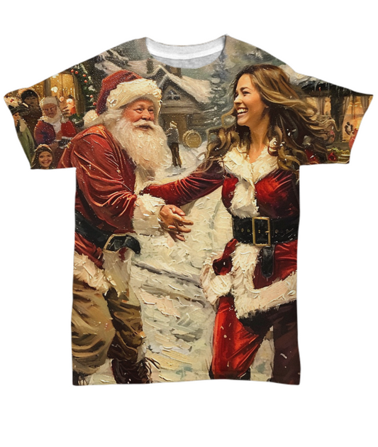 Santa & His Darling Daughter All Over T-Shirt