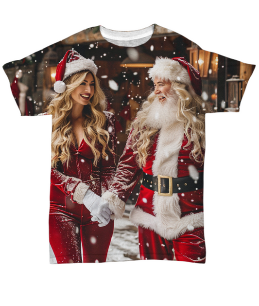 Love & Laughter with Mr. & Mrs. Claus All Over T-Shirt