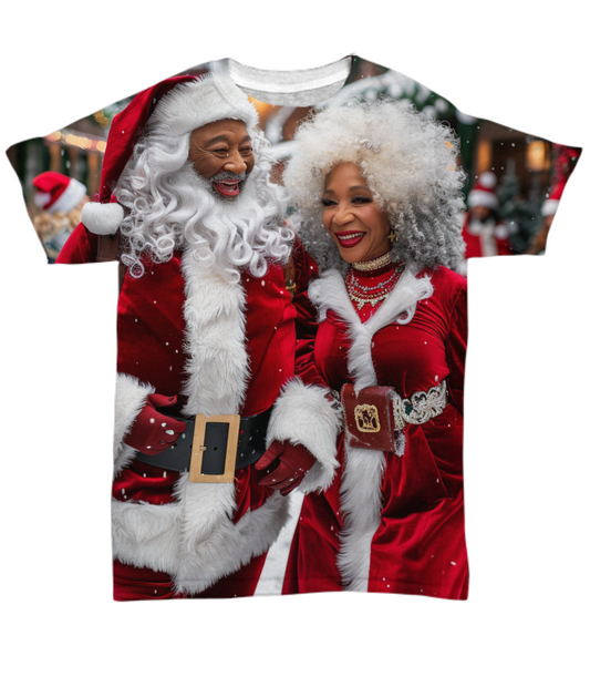 The Claus Couple’s Holiday Magic All Over T-Shirt